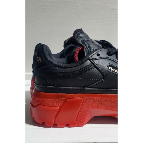 New Reebok x Cardi B Club C Womens Black Vector Red Shoes Size 5.5 - Picture 2 of 8